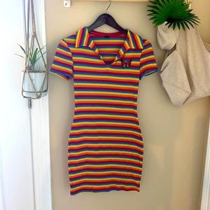 🌈 Ribbed rainbow striped butterfly dress 🌈